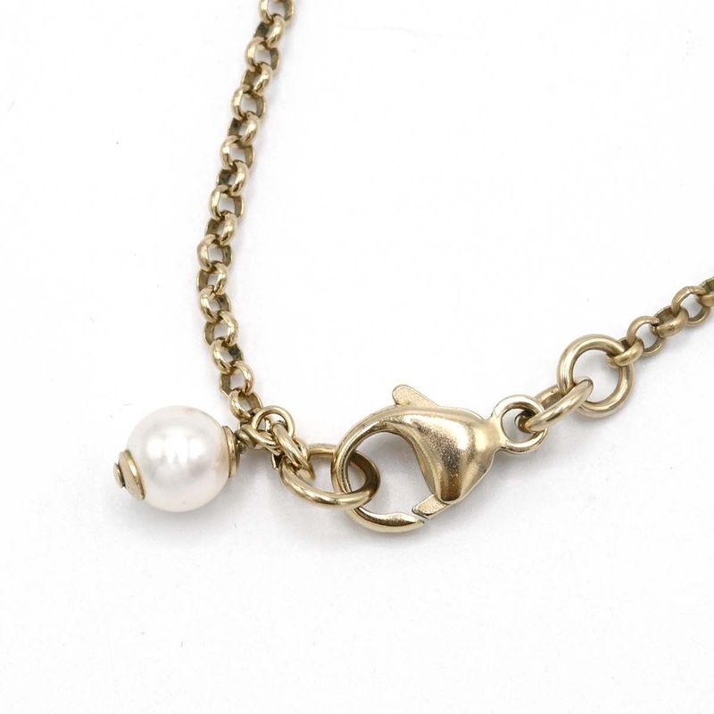 Chanel Necklace Coco Mark Rhinestone Three Color Beads Gold Color 9.3g H21032