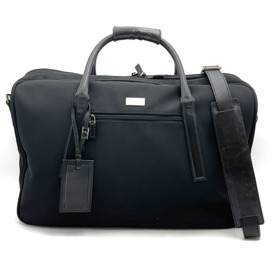 Gucci 012 0398 Boston Bag Travel Bag Travel Bag Black Nylon Leather Fashion