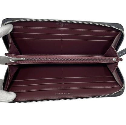 Chanel Round Zipper Long Wallet Black Ap0242 Excellent Condition Wallet