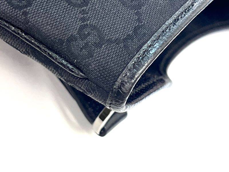 Gucci GG Pattern Tote Handbag GG Canvas Black 80bs141