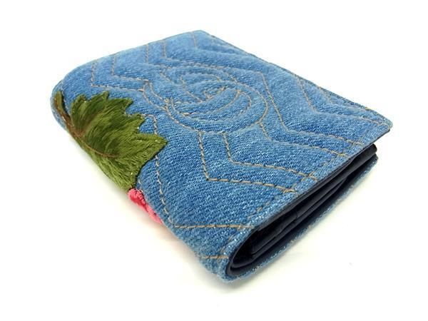 Pattern Gucci 466492 GG Marmont Canvas Fold Wallet Blue Aw1264