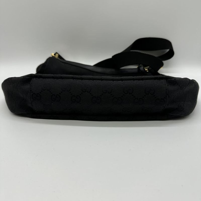 Gucci 90762 GG Canvas Shoulder Bag Black Ladies Men Fashion Gift