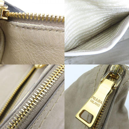 Prada Handbag Bl0678 Triangle Logo Plate Calf Pomice Sand Beige Gold Hardware