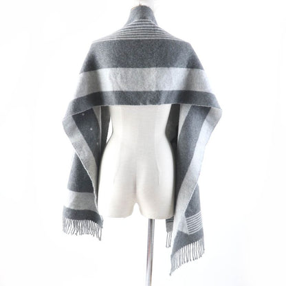 Hermes Sangre À Bucle 100% Cashmere Anthogracito / Gris Cles Fringed Scarf 39 X