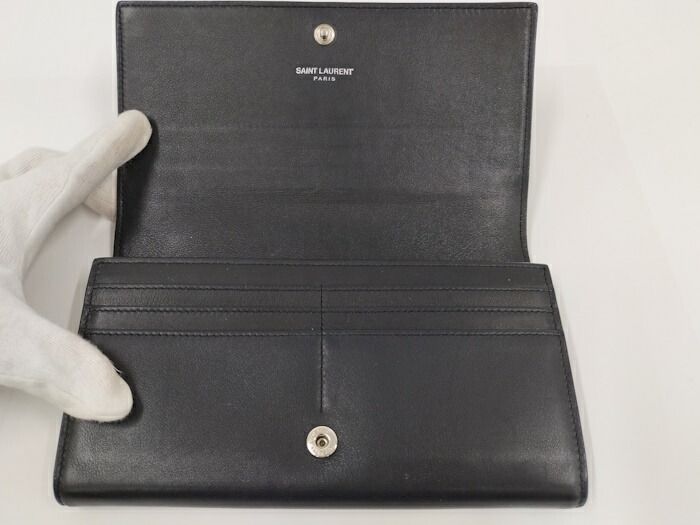 Yves Saint Laurent Bifold Long Wallet Leather Black 414567
