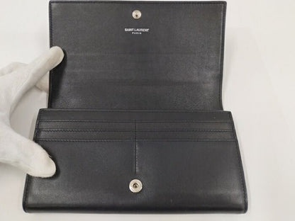 Yves Saint Laurent Bifold Long Wallet Leather Black 414567