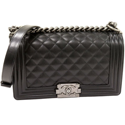 Chanel Shoulder Bag Handbag Boy Chanel Chain Shoulder Bag Caviar Skin Black