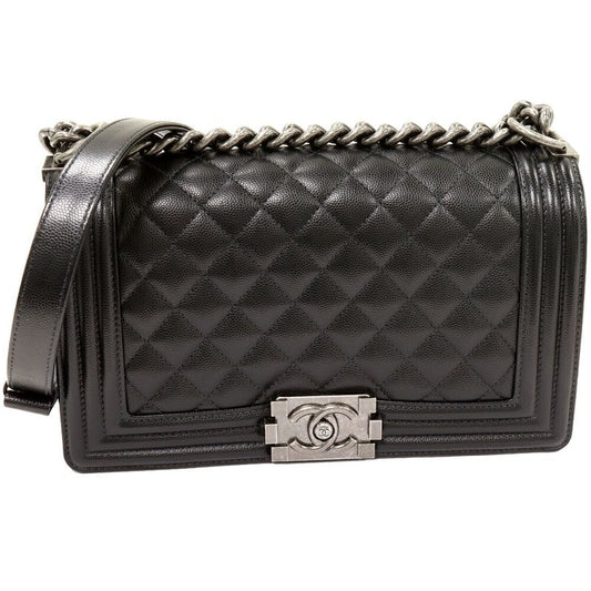 Chanel Shoulder Bag Handbag Boy Chanel Chain Shoulder Bag Caviar Skin Black