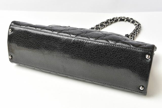 Chanel Tote Bag Chanel Chain Bag Vintage Patent Leather Quilted Stitching Black