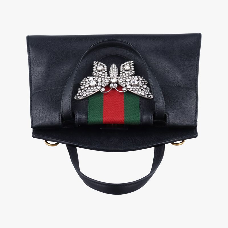 Gucci Crystal Butterfly Linea Totem Black X Green X Red X Multicolor Leather