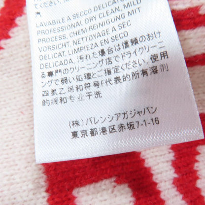 Balenciaga 583121 Virgin Wool Large Shawl Scarf With Logo Pattern Red Ivory S