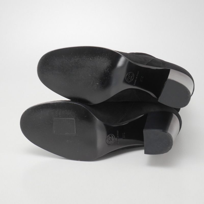 Chanel Boots Size 37C Middle Boots CC Logo Coco Mark Shoes Made In Italy