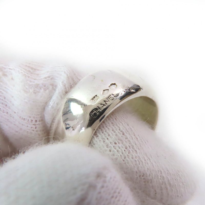CHANEL Sv925 Logo Engraved Wide Ring - Ring Accessory Silver Size Approx 13