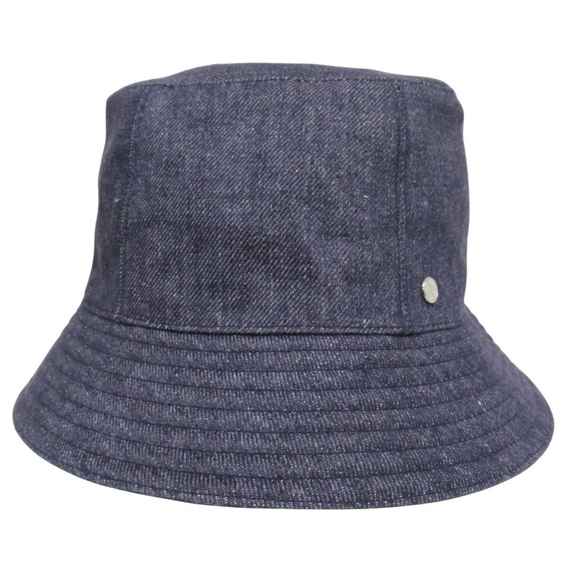 Hermes Denim Eden Bucket Hat Linen Serie Logo Silver Hardware Size 56 Indigo