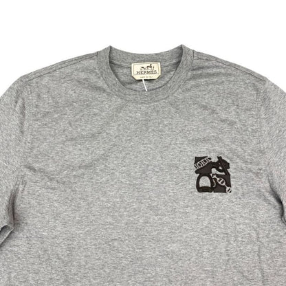 Hermes Short Sleeve T-Shirt Mini Patch Metalerie Au Carré Size S Cotton Gray