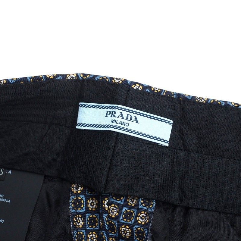 Prada Pants Size 38S Stretch Full Pattern Center Press Roll Up 20250218 Ra3425