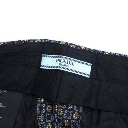 Prada Pants Size 38S Stretch Full Pattern Center Press Roll Up 20250218 Ra3425