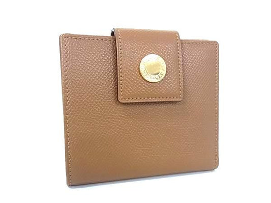 Bvlgari Leather Bifold Wallet Coin Purse Wallet Men's Women's Brown Fk7519
