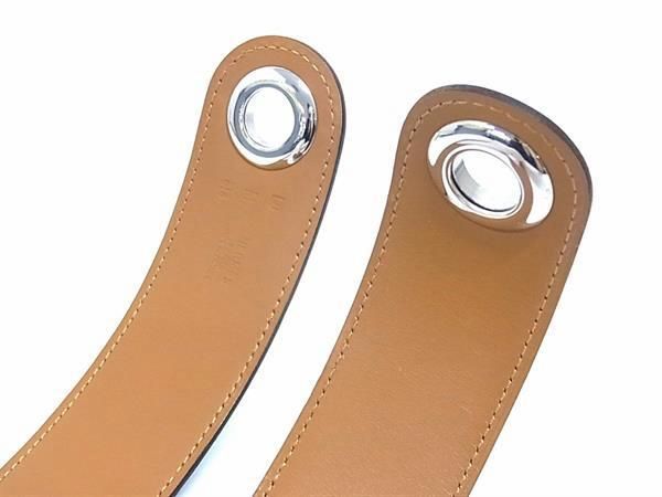 Hermes Leather Silver Hardware Scarf Belt Size M □J Engraved Ladies