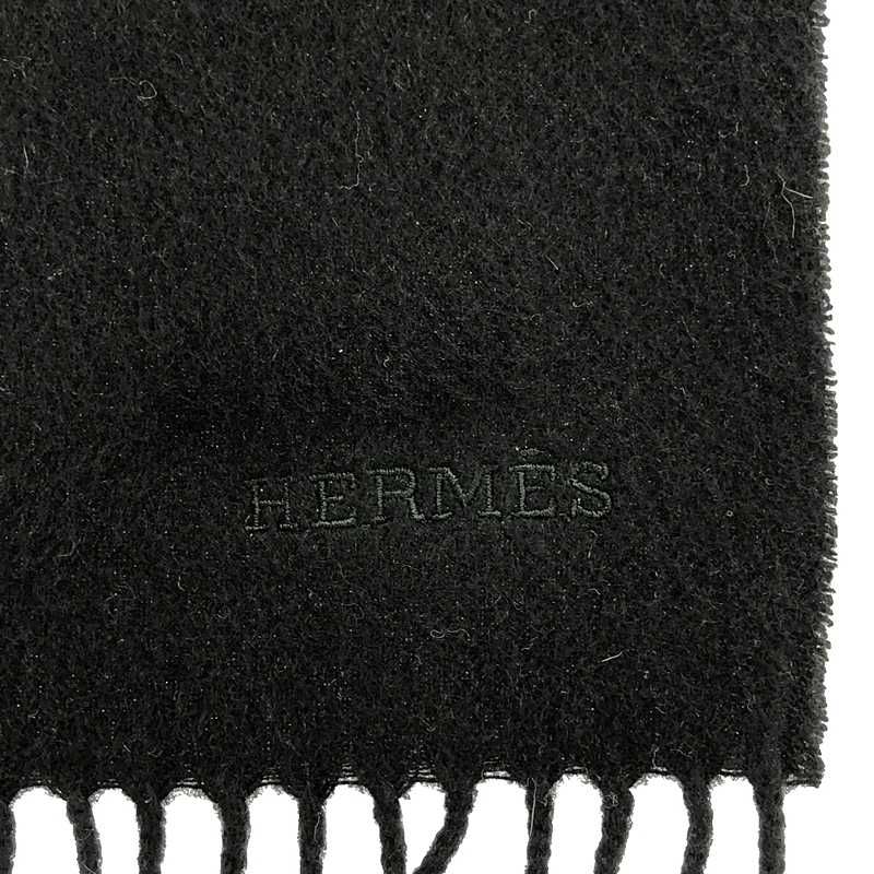 Hermes 100% Cashmere Fringe Large Shawl Scarf Unisex | Black | Men's