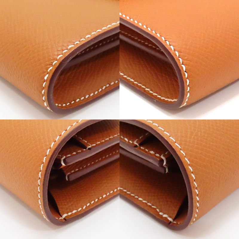 Unused Hermes Constance To-go-w Engraved Long Wallet Pouch Epson Gold