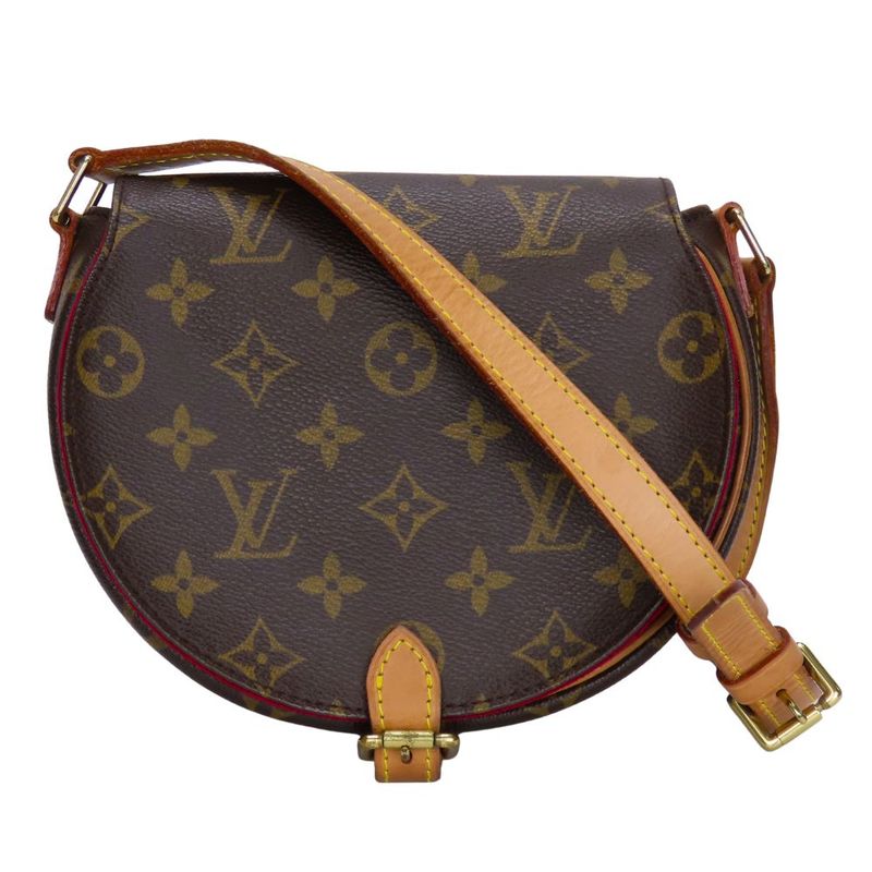 Louis Vuitton Shoulder Bag Tan Blanc M51179 Monogram Nubuck Brown Gold Hardware
