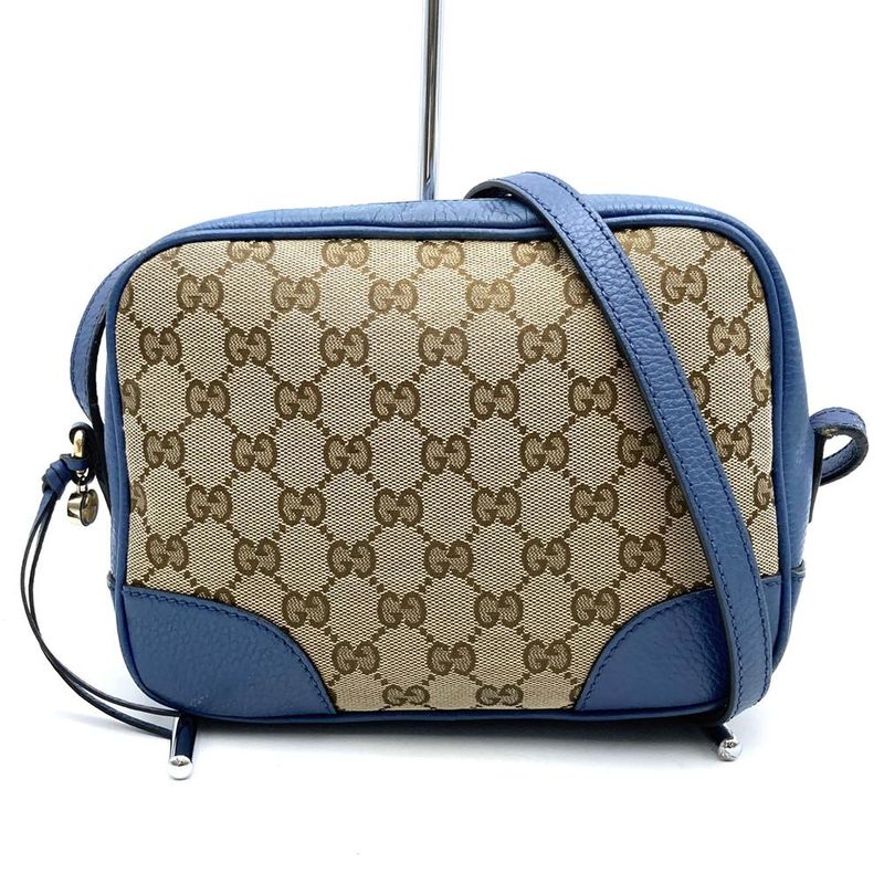 Gucci 449413 Shoulder Bag GG Canvas/leather Blue/brown Women