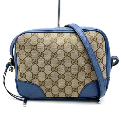 Gucci 449413 Shoulder Bag GG Canvas/leather Blue/brown Women