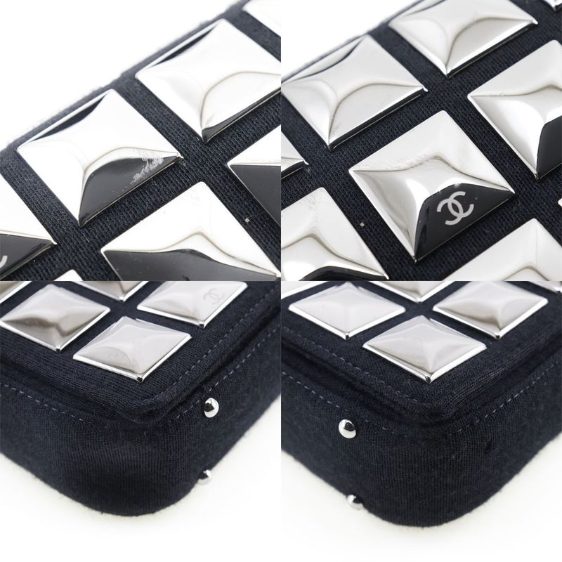 Chanel Chocolate Bar Ice Cube Cotton Black Women's Shoulder Bag