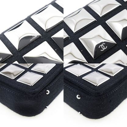 Chanel Chocolate Bar Ice Cube Cotton Black Women's Shoulder Bag