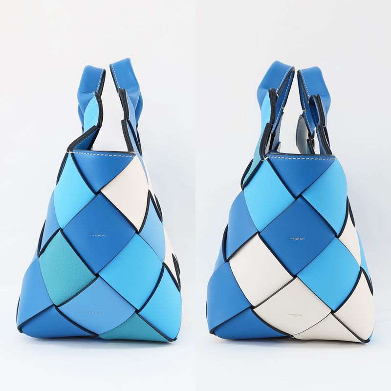 Loewe Woven Basket Bag Small Handbag Shoulder - 2WAY Leather Blue -