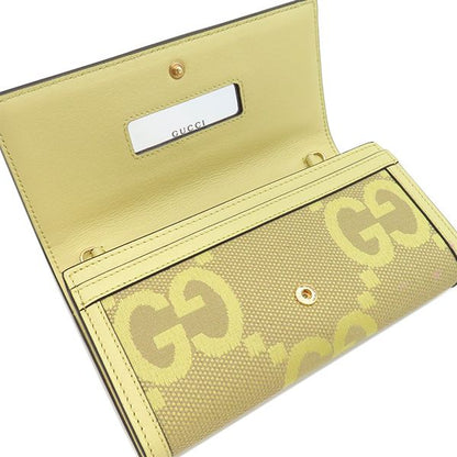 Gucci Chain Wallet GG Jumbo Ophidia Continental Wallet Leather Jumbo GG Canvas