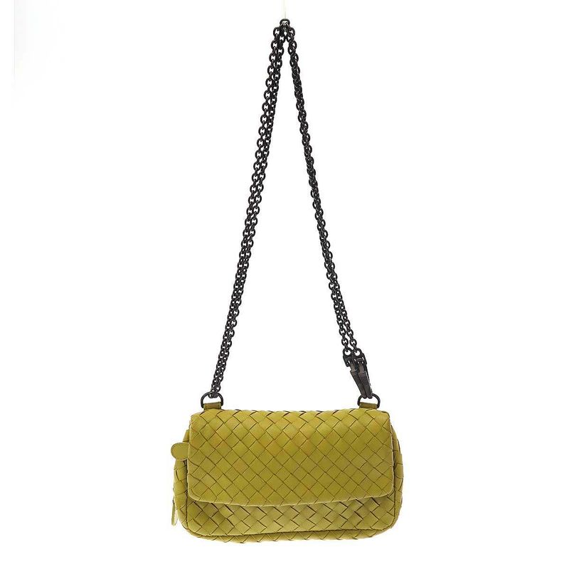 Bottega Veneta Intrecciato Chain Shoulder Bag in Yellow