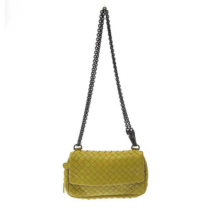 Bottega Veneta Intrecciato Chain Shoulder Bag in Yellow
