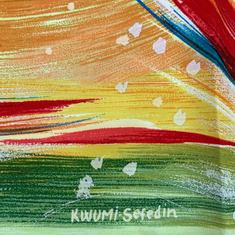 Hermes Carre 90 FEUX DU CIEL Heavenly Fire Scarf 100% Silk Orange Multicolor