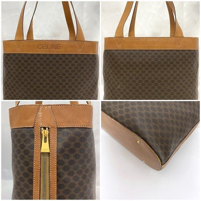 Celine Tote Bag Brown Macadam Large PVC Leather Preowned