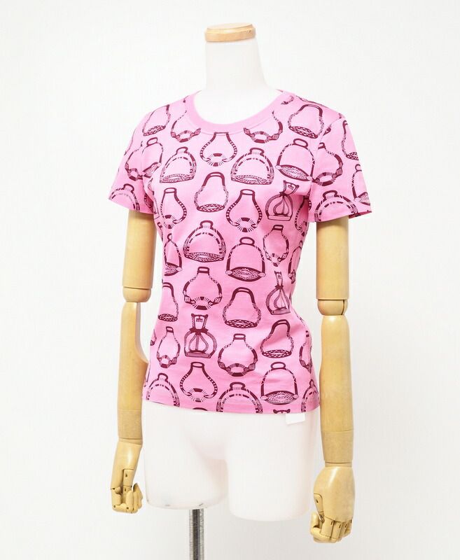 Hermes Cut And Sewn Size 34 Stirrup Illusion Short Sleeve T-shirt All Over Made