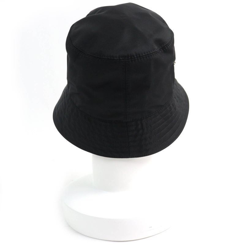 Prada 1hc137 Triangle Logo Triangle Logo Plate Re-nylon Bucket Hat Black M Made