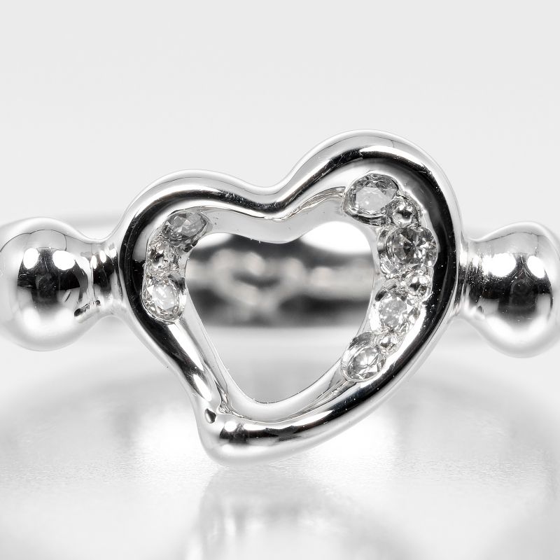 Tiffany & Co Open Heart Pt950platinum × Diamond #7 Ladies 5.58g Ring