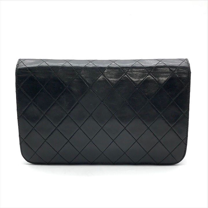 Chanel Quilted Lambskin CC Logo Push Lock Chain Shoulder Bag Black
