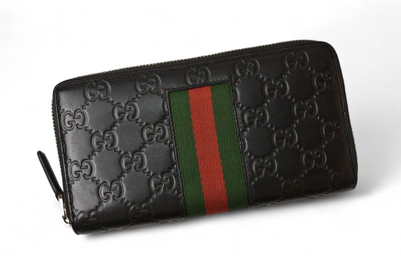 Gucci Wallet Gucci Long Wallet Round Zipper Webline Guccissima Black 408831