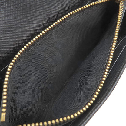 Prada Chain Wallet Saffiano Metal Shoulder Wallet Leather Nero Gold Hardware
