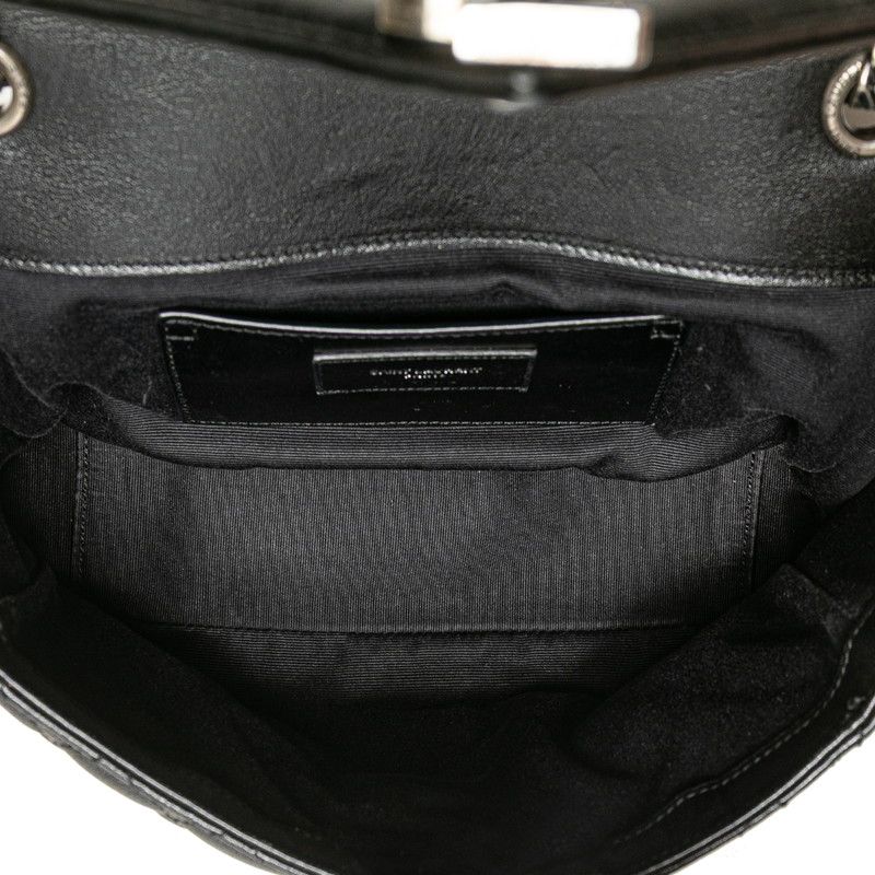 Saint Laurent Satchel Small YSL Logo Chain Shoulder Bag Handbag Black Leather