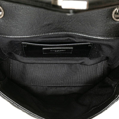 Saint Laurent Satchel Small YSL Logo Chain Shoulder Bag Handbag Black Leather