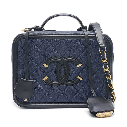 Chanel Matelasse CC Filigree Chain Shoulder Navy