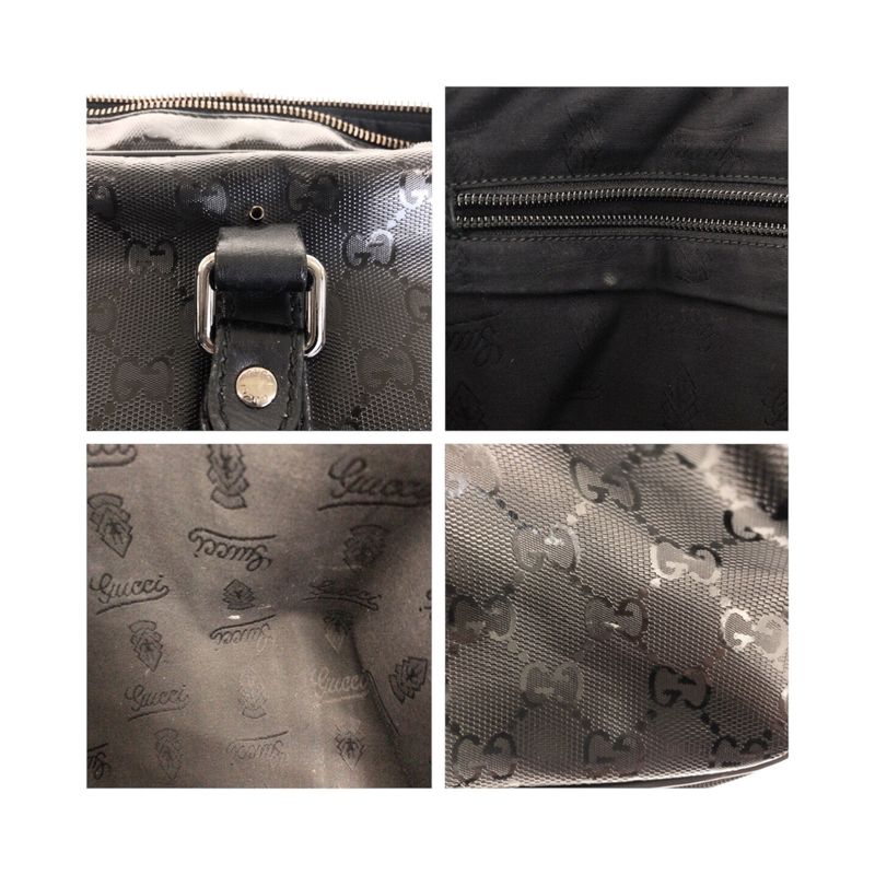 Gucci Imprime Black Silver Hardware PVC 208463 Business Bag Tote Men 505475