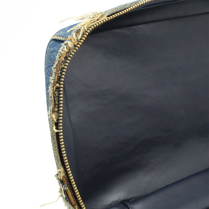 Chanel Coco Mark Denim Vanity Bag Handbag Cosmetic Pouch Makeup Pouch Blue Gold