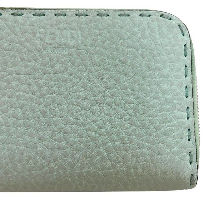 Fendi Coin Case Light Green Selleria 8m343 Excellent Condition Coin Purse