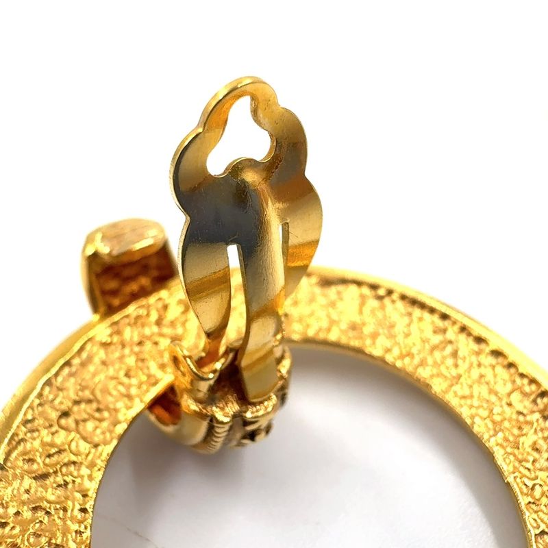 Chanel Logo Circle GP Gold Earrings Gold