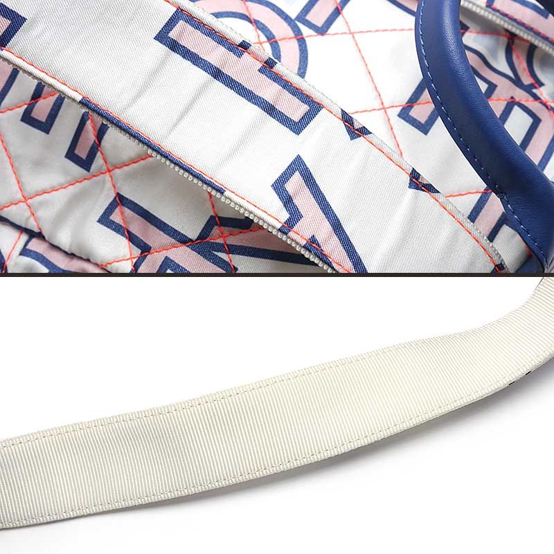 Chanel Logo Design Backpack Matelasse Neon Stitching White And Blue